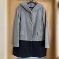 COMME CA ISM フード付きコート グレー・黒