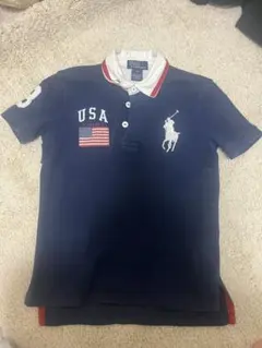 POLO ビッグポニーUSAアメリカ星条旗ポロシャツ紺L・CLASSIC FIT