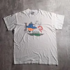 90s ONEITA 釣り 魚 ジョーク かわいい Tシャツ サイズXL