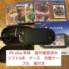 【Ps VITA 】　ソフト5本セット、保護ケース、充電ケーブル付き