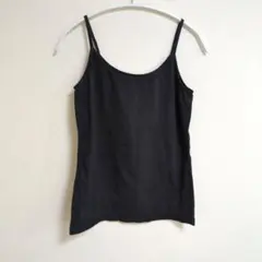 レディース キャミソール ブラック サイドリブ切替 フィットタイプ【L/XL】