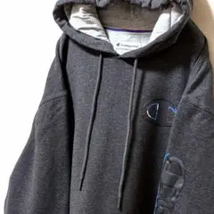 チャンピオン Champion ロゴ肉厚 スウェットパーカー グレー灰色 L古着