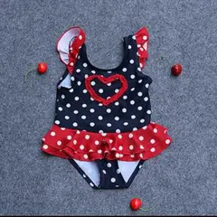 水玉×マリンカラーが可愛い☆子供水着☆女の子☆サイズ100