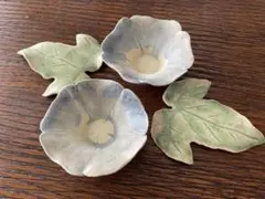 田中恒子　朝顔　葉皿　花小鉢　豆皿　箸置　4点セット