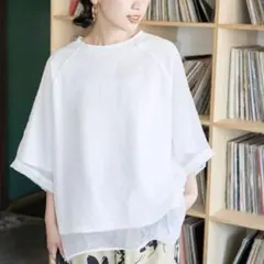 notch. オーガンジーＴブラウス シアーレイヤードラグランTシャツFホワイトのサムネイル