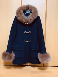JUSGLITTY ダッフルコート ファー付き ネイビー