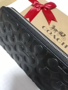 COACH コーチ F60735 長財布 エンボス レザー ブラック - メルカリ