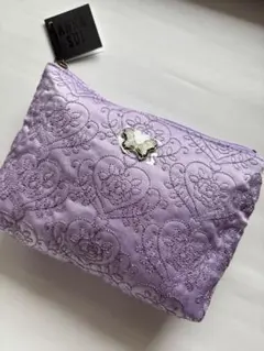 新品ANNA SUI 蝶々刺繍入り紫ポーチ　鏡付き