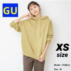新品 GU オーバーサイズスウェットプルパーカ 長袖 XS 裏起毛 黄色