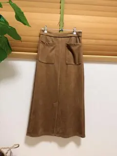 GU ブラウン スエード風 タイトスカート　美品