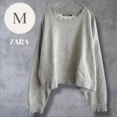 ザラ ZARA トレーナー スウェット M グレー 長袖 ショート丈 シンプルのサムネイル