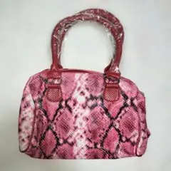 ピンク 蛇柄 ハンドバッグ 中型