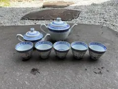 景徳鎮 中国茶器セット 急須2つ　湯呑み5つセット　アンティーク