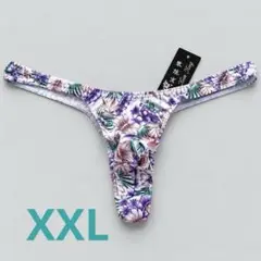 新品 メンズ XXLサイズ 触り心地超いい　ホワイト　 ボタニカル柄　Tバック