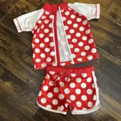 赤と白の水玉 ベビー水着セット