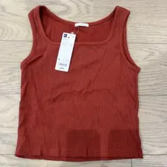 GU リブクロップドタンクトップ ブラウン Sのサムネイル