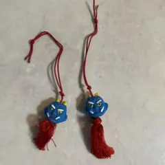 青い鬼の顔キーホルダー2個セット