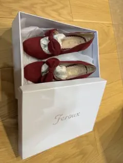 Feroux リボン付きスエード調パンプス ボルドーのサムネイル