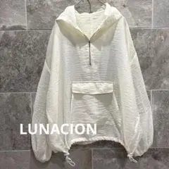 LUNACION シアー ハーフジップ パーカー アノラック 白　L a1074のサムネイル