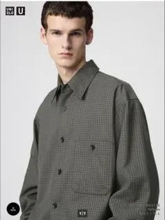 ツイルワークオーバーサイズシャツ　オリーブ