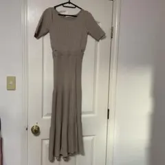 ROYAL PARTYロイヤルパーティーリブ編みベージュニットワンピース 半袖