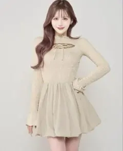 darich シャーリングバルーンミニワンピース