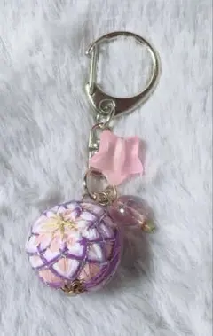 ハンドメイド 手毬とビーズのストラップ(207)