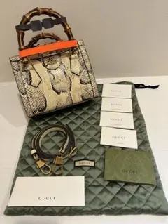 GUCCI ❤️入手困難バンブーハンドル 2WAY ハンドバッグ パイソン柄