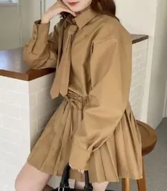 NICE CLAP ネクタイ付きシャツワンピース