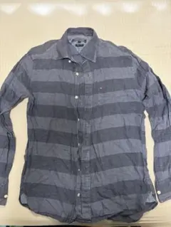 Tommy Hilfiger ストライプシャツ S ネイビー/グレー