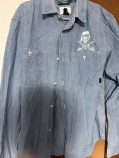 新品同様 タグ付 STUSSY デニム シャツ 刺繍 インディゴ M 色褪せ加工 