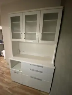 ホワイト 食器棚 ガラス扉 収納