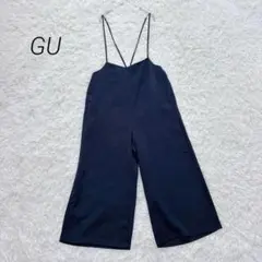 ジーユー ワイドサロペットパンツ ノースリーブ ゆったり ブラック L