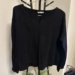 OPAQUE.CLIP ブラック 長袖 Tシャツ Vネック　38/M