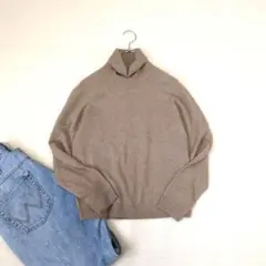【ユニクロ】3Dカシミヤタートルネックセーター／長袖『S』ベージュ　ニット