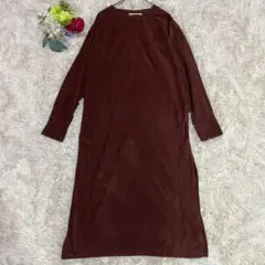 【アーバンリサーチ】）ワッフルワンピース ロング丈 ブラウン(F)長袖 スリット