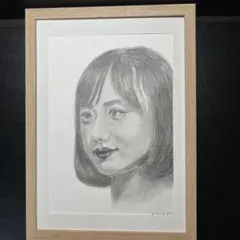 女性ポートレート 鉛筆画 A4サイズ 鉛筆画 ポートレート 人物画 女性 A4サイズ 額 フレーム - メルカリ