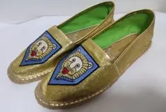 新品同様◇メルシーボークーゴールドシューズmercibeaucoup金ライオン靴