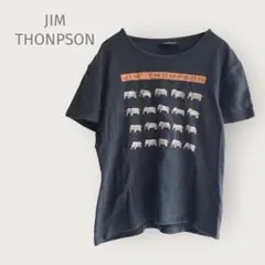 ジムトンプソン　【M】半袖Tシャツ 黒　エレファント　テキスト　クルーネック　綿のサムネイル