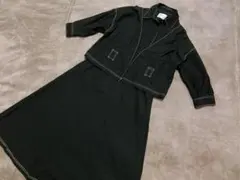 AMERI　アメリ　デザイン　重ね　ロング　シャツワンピース　ブラック　S