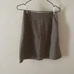 チェック柄　台形ミニスカート