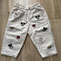 【タイムセール】ミッキーマウス刺繍パンツ クリーム色