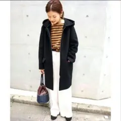 IENA二重織りシャルムフードコクーンコート