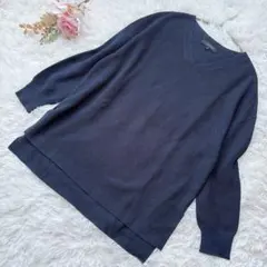 UNTITLED メッシュニット 洗える 和紙混 ネイビー M 日本製 ゆったり