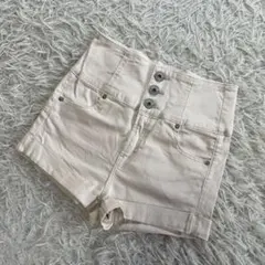 GYDA(ジェイダ)ボタンフライショートデニムパンツ M アイボリー 古着