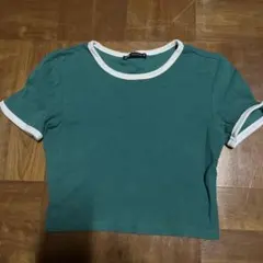 ZARA リンガーTシャツ 半袖 グリーン Sのサムネイル