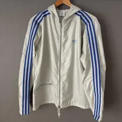 80's adidas ナイロンジャケット M ライトグレー ストライプ