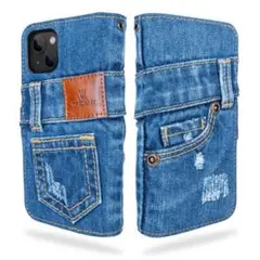 iPhone15Plus/15用ダメージデニム手帳型ケース　ユーケートライデント