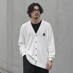 【k8239】90s IZOD USA製 カーディガン クレスト プレッピー 白