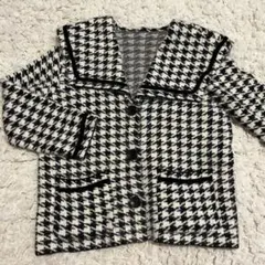千鳥柄　ジャケット コート　白 黒　ニットアウター